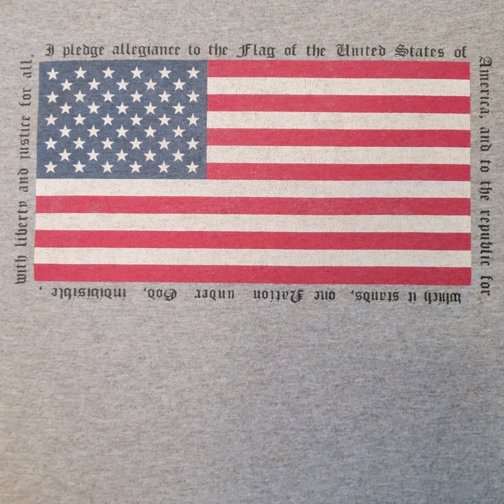 Gildan T-Shirt Mens Large Gray USA Flag Pledge of Allegiance Graphic Patriotic